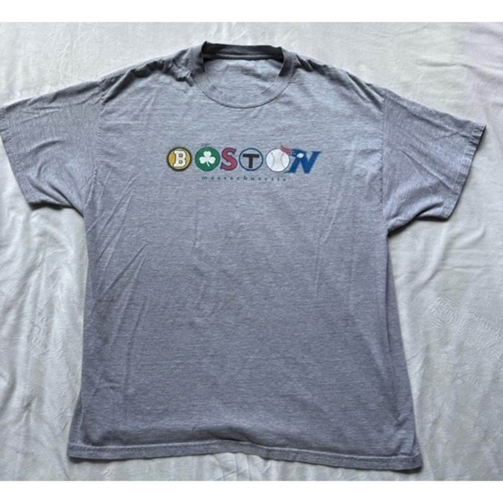 Hanes 2008 Boston Sports Championship T-Shirt Gray Mens XL Bruins Celtics Sox